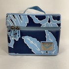 Vintage Roxy Makeup Bag Cosmetic Train Case 90s Travel Luggage Navy Blue Floral