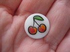 Vintage Small 1 2  Molded White Glass Button  Cherries - P43