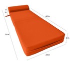 Orange Sleeper Chair Folding Foam Beds  Portable Studio Guest Bed 6 X 24 X 70