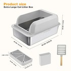 Xxxl Stainless Steel Cat Large Litter Box High Sides odor-free And Easy Clean