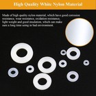 640-piece 8-size White Nylon Washers Assortment Kit - Metric   Flat Washers M   