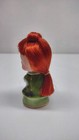 Vintage 50 s Girl Pixie Elf Figurine Green Ceramic W  Red Hair Mid-century Fairy