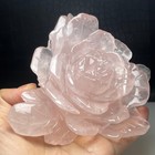 596g Natural Crystal Mineral Specimen pink Quartz  Hand-carved Flower  Statue lw