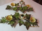 Vintage Metal Flower Art Sculpture Candle Holder Set Of 2- Italy-mid Century