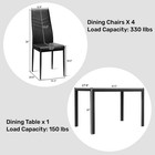 5 Pcs Kitchen Dining Set Glass Metal Table And 4 Chairs Breakfast Furniture