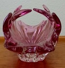 Vintage Murano Pink To Clear Sommerso Art Glass Centerpiece Bowl Italian Vase  