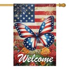 Large 4th Of July Garden Flags 28 X 40 Double Sided  Burlap Holiday 28 x40 