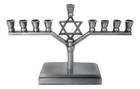 Chanukah Menorah Gray Metal Star Of David Jewish Judaica 44 Candles Israel