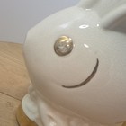 Vintage Mid Century Ceramic Fish Vase Iridescent White Gold Luster As-is Flaws