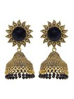 Black Sunflower Stud Party Wear Jhumka Earrings For Women