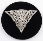 Vtg Art Deco Coro Signed Rhinestone Dress Clip Rhodium Plated Triangle Open Work