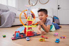 City Track Set With Toy Car  Kid-powered Elevator  Water Ramp   Fire Station