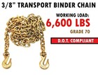 3 8   X 12  Grade 70 Binder Chain Tie Down With Grab Hooks Transport Cargo