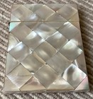 Antique Victorian Mother Of Pearl Card Case With Decorative Silver Emblem