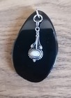 Witches Warding And Protection Pendant  Vintage Obsidian  Silver And Moonstone