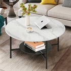 Modern Round Coffee Table Accent Side With High Gloss Sintered Stone Tabletop