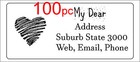 100 Personalised Return Address Label Custom Sticker 56x25mm Love Heart Wedding