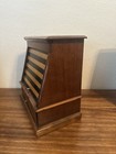 Antique Walnut Wooden Tambour Spool Cabinet Display Case Sewing Box  9 