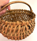 Vtg Splint Buttock Gathering Egg Wicker Basket Primitive Appalachian Split Oak