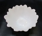 Vintage Indiana White Milk Glass  lily Pons Sunflower 3x7 Scalloped Salad Bowl