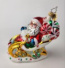 Christopher Radko Sweet Ride Santa Claus On Sled Christmas Ornament