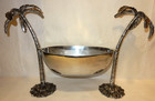 Vintage Palm Tree Aluminum Champagne Bucket Ice Bucket Stand Coastal Barware