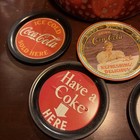 5 Vintage Coca-cola Tins   Set Of 7 Metal Bottle Logo Bar Coaster Set 1980   s