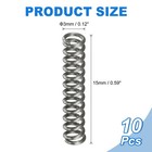 10pcs Compression Spring  3mm Od 0 5mm Wire Size 15mm Free Length  Silver Tone