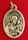 Saint Joseph Medal Religious Catholic Jesus Pray For Us Silvertone Pendant Italy