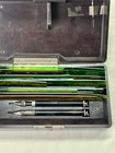 Vintage Wrico Lettering Guide Set Bakelite Case W  6 Pens   19 Stencils Drafting