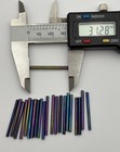 Vintage Iridescent Ab Glass Bugle Beads Lot Of 22 Rainbow Iris Finish 31mm Long
