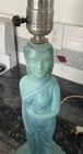 Van Briggle Art Pottery Lamp Matte Blue Woman In Gown Damsel Of Damascus