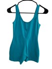 Dia Teal Scoop Neck Bodycon Sleeveless Romper Bodysuit Athleisure Sporty