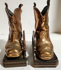 Vintage Bronze Dipped Western Cowboy Boot Bookends Pre-owned Good Condition