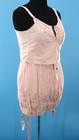 Vtg Women s 50s 2 Pc Pink Corset Bra   Lace Up Girdle 1950s Spencer Lingerie
