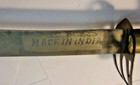Vintage  Sword With Etched Blade Brass Lion Handle Velvet Sheath Made In India