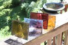 4 Antique Victorian Stained Glass Window Panel Pieces 6 25    X 5     Multicolor
