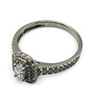 925 Sterling Silver Cz Halo Ring Size 7 Rhodium Plated