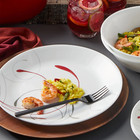 New Corelle Splendor  White And Red Round 12-piece Dinnerware Set