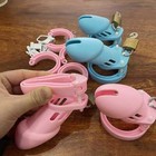 Male Soft Silicone Chastity Cage With 5 Sizes Ring Locking Belt Soft Ring Slave