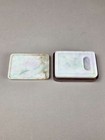 Jadeite Suzuri Inkstone With Lid And Fitted Teak Stand Bird Plum Spring
