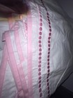 Pottery Barn Kids Pink White Embroidered Nursery Crib Baby Bed Skirt