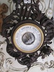 French  Victorian Carved Walnut  Wood Thermometer barometer By Marti  1