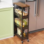 Slim Storage Cart 4 Tier Narrow Kitchen Rolling Cart On Wheels For Small Spac   