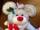 Vintage 1987 Fisher-price Puffalump Gray Christmas Mouse Plush