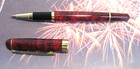 Terzetti Pisa Marbled Red Metal  gt Trim Rollerball Pen velvet Pouch