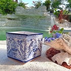 Talavera Pottery Planter Mexican Ceramic Flower Pot Puebla Blue Square Large 10