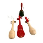 Vintage Wooden String Musical Instruments And Bell Ornaments Lot Of 4