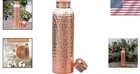 Pure Hammered Copper Water Bottle - Handmade Copper Drinkware  32 Oz With Lid