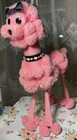 Vintage Pink French Poodle Pom-poms Black Velvet Mcm Handmade Retro 1960s Ooak
